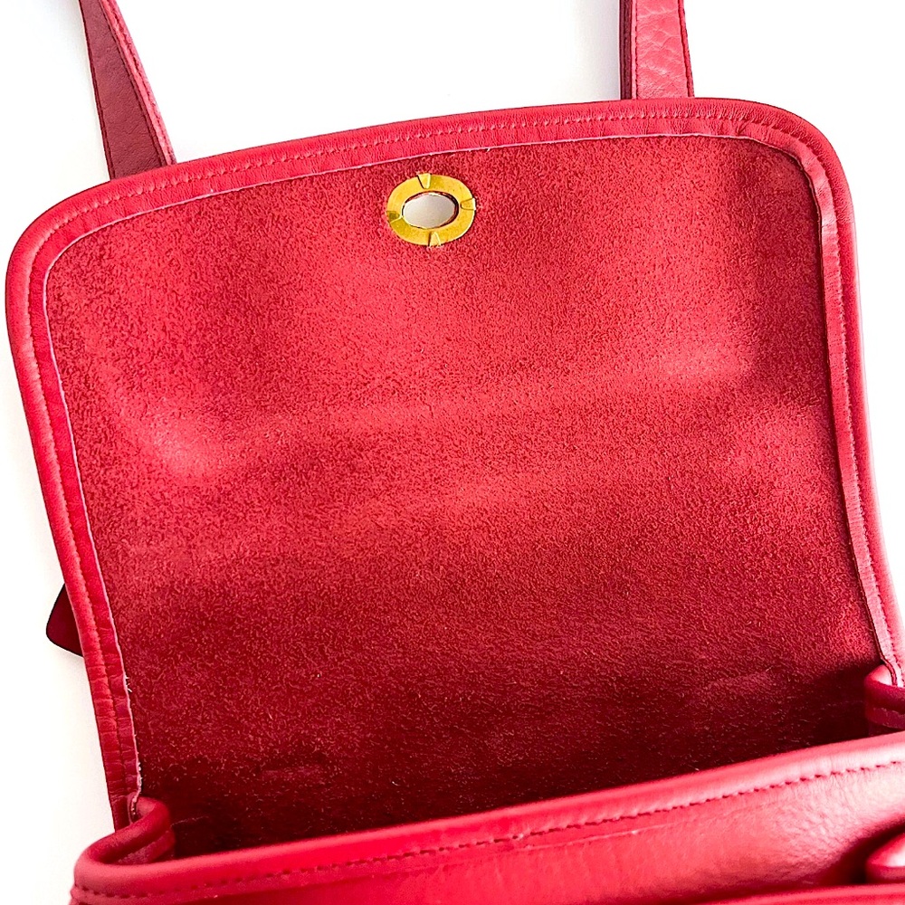 COACH Large Red Glove Tanned Side Pack Crossbody Bag RARE USA COA Sidepack 9979 - Picture 9 of 17